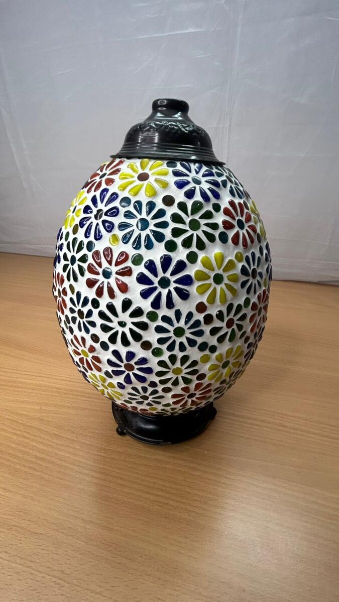 Multicolor Floral Mosaic Glass Globe Lamp · Large