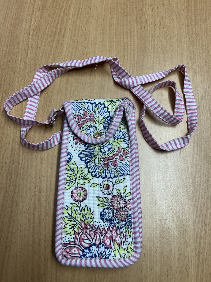 Jaipuri Pink Multi Floral Kantha Tote with Matching Pouch