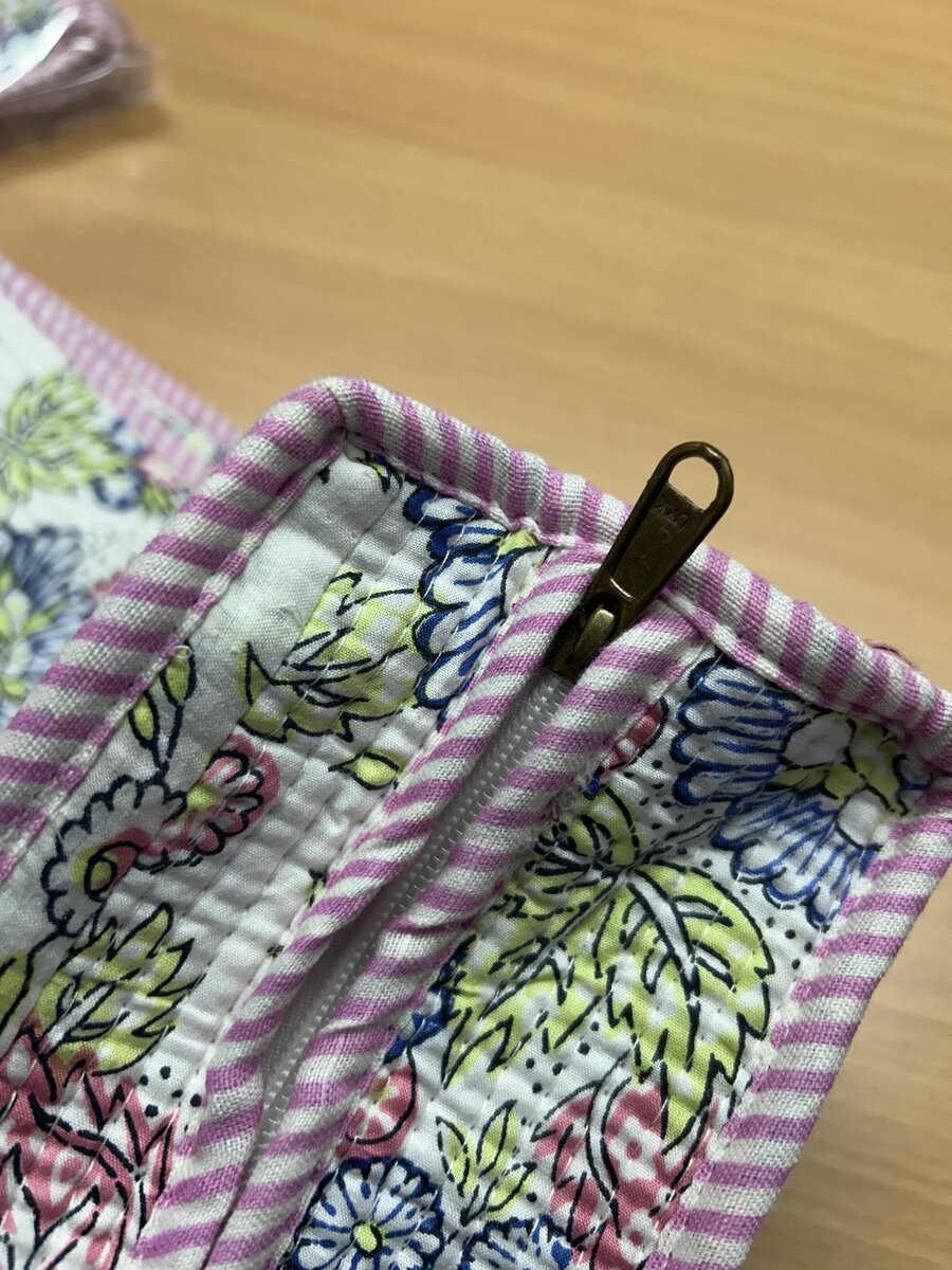 Jaipuri Pink Multi Floral Kantha Tote with Matching Pouch