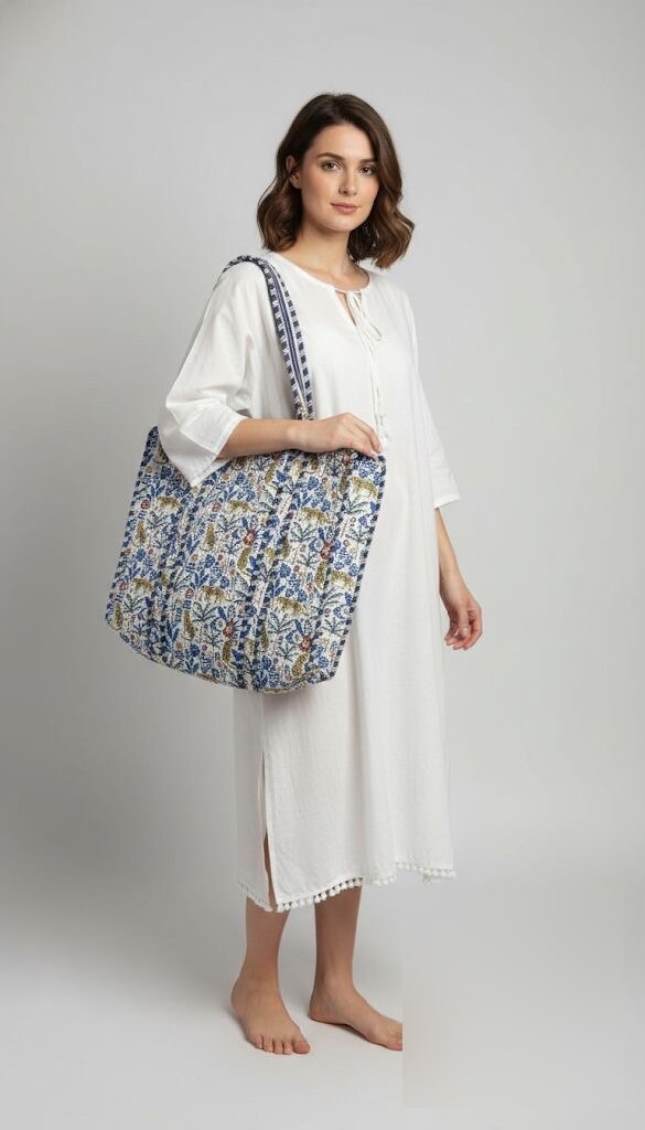 Jaipuri Block Print Tote · Jungle Leopard