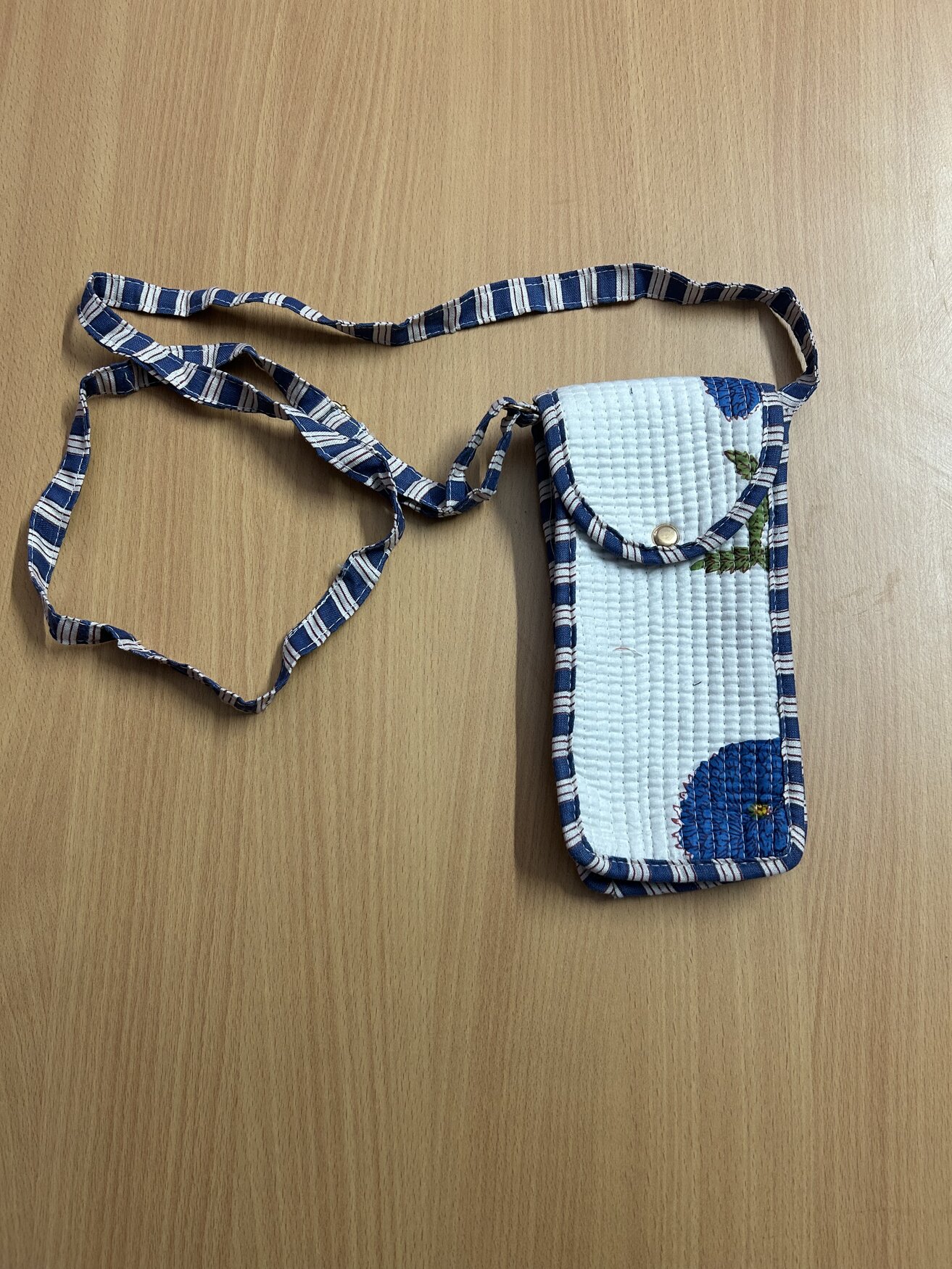 Jaipuri Block Print Tote · Teal Floral Stripe