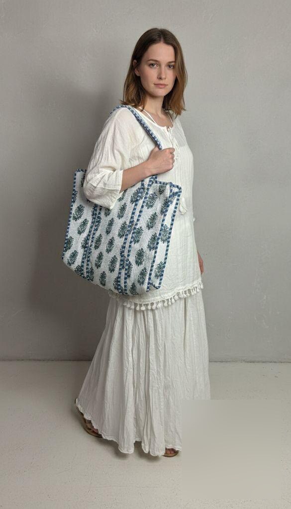 Jaipuri Block Print Tote · Indigo Motif