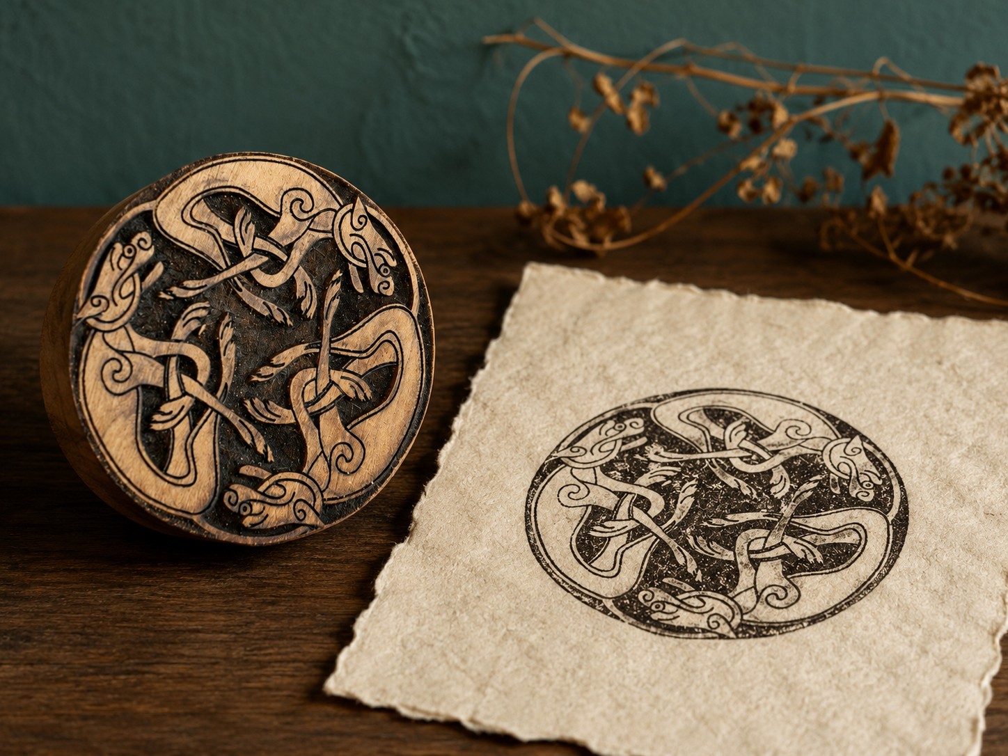 Three Serpent Celtic Knot Block