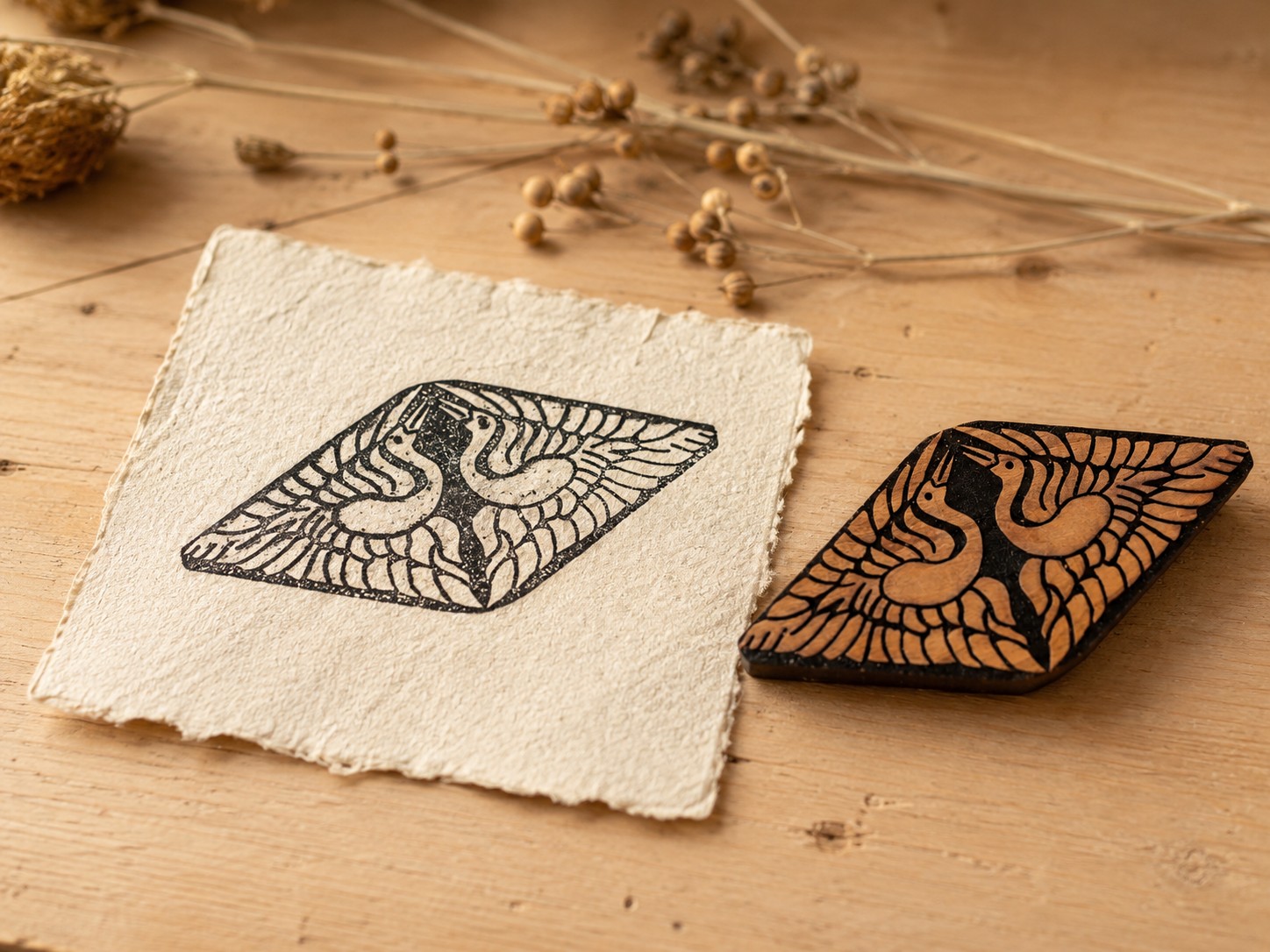 Twin Doves Rhombus Block