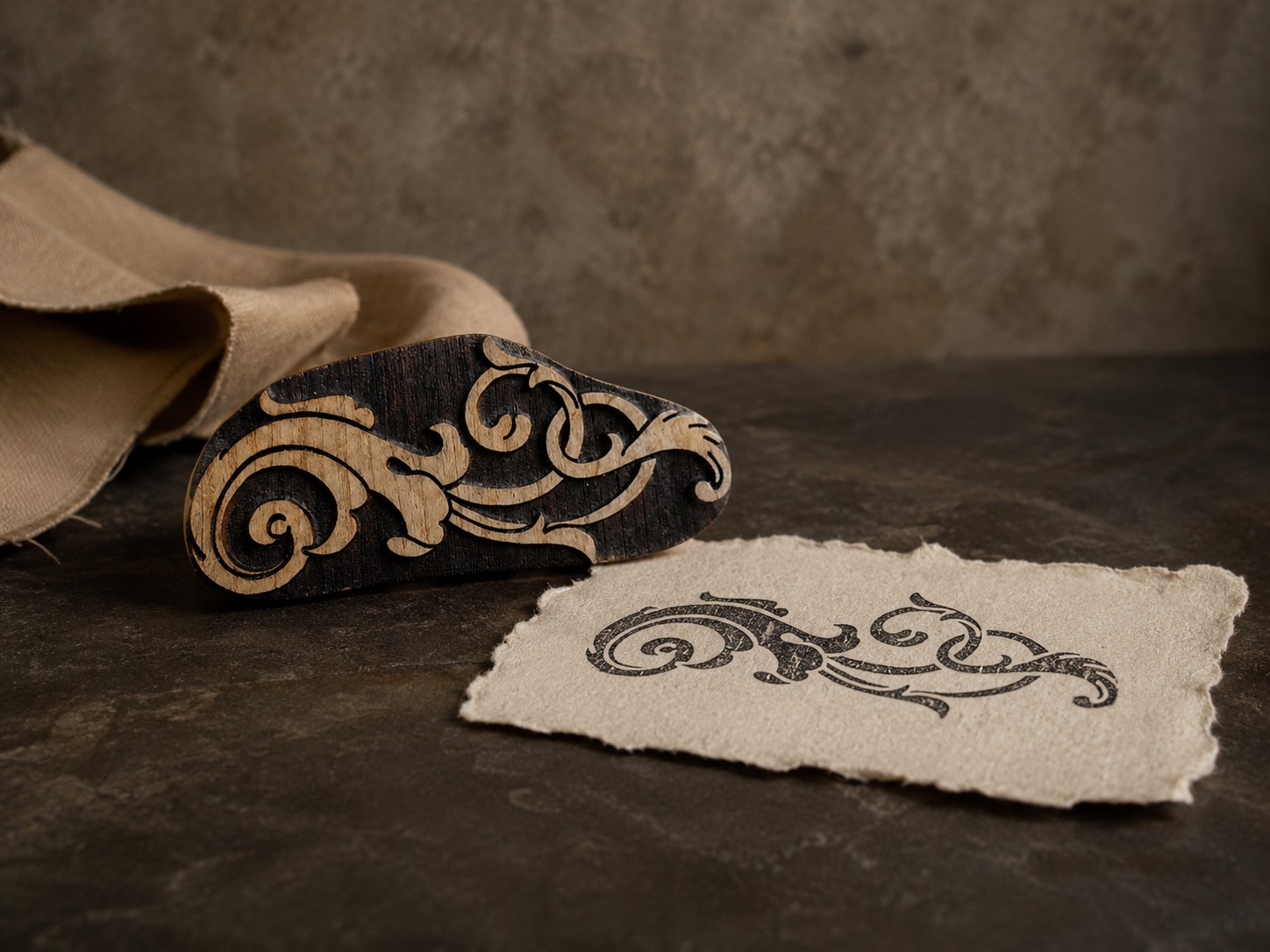 Baroque Scroll Border Block