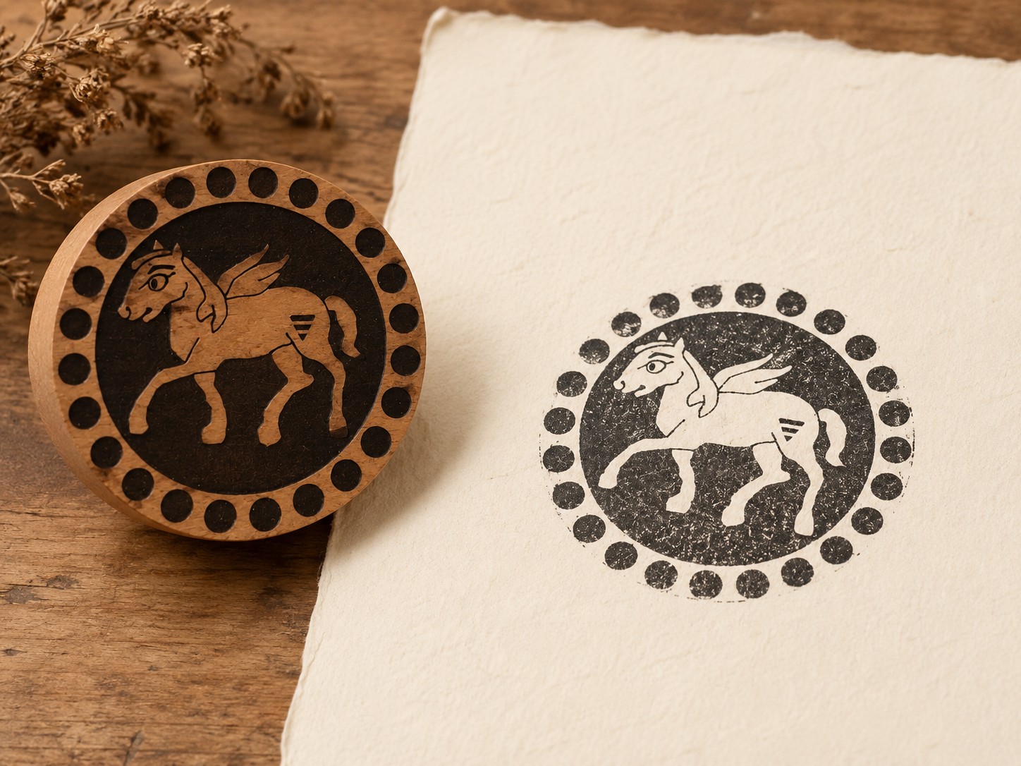 Winged Pegasus Roundel Block