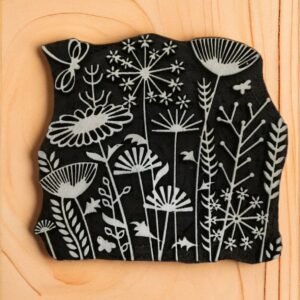 Maedow hand carved Indian wood printing block; textile stamp