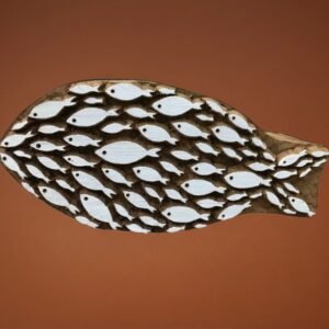 Shoal of Fish, Pottery Stamp, wooden Tjaps, hand carved Indian wood printing block