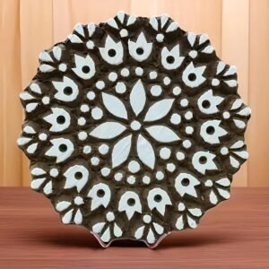 Serenity in Blooms: Indian Wooden Printing Block - Mandala Flower Design..