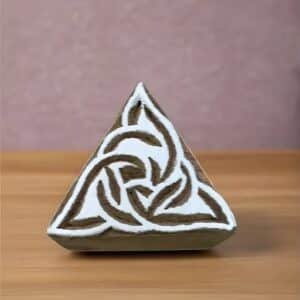 Celtic Triangle, hand carved Indian wood printing block; textile stamp; pottery stamp.