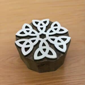Celtic Knot Circle, hand carved Indian wood printing block; textile stamp; pottery stamp.