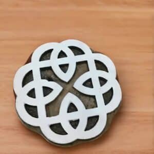 celtic knot, hand carved Indian wood printing block; textile stamp; pottery stamp.