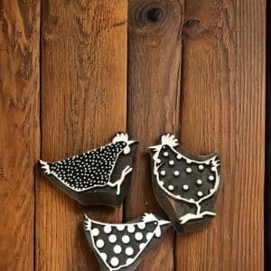 Funky Chickens Indian Artistic Handicraft Items Wooden Printing Block
