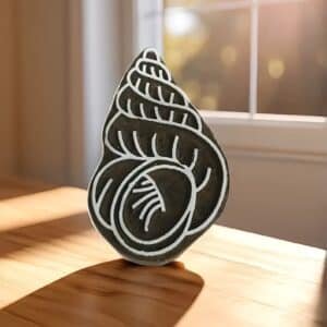 Fair Trade Tibetan Conch Shell Design Carved Indian Wooden Printing Block Stamp