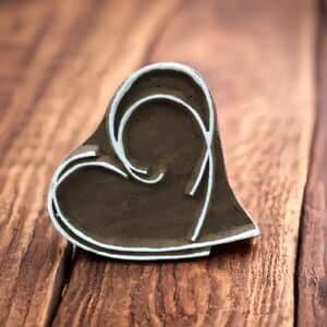 Line Hearts, hand carved Indian wood printing block; textile stamp; pottery stamp,