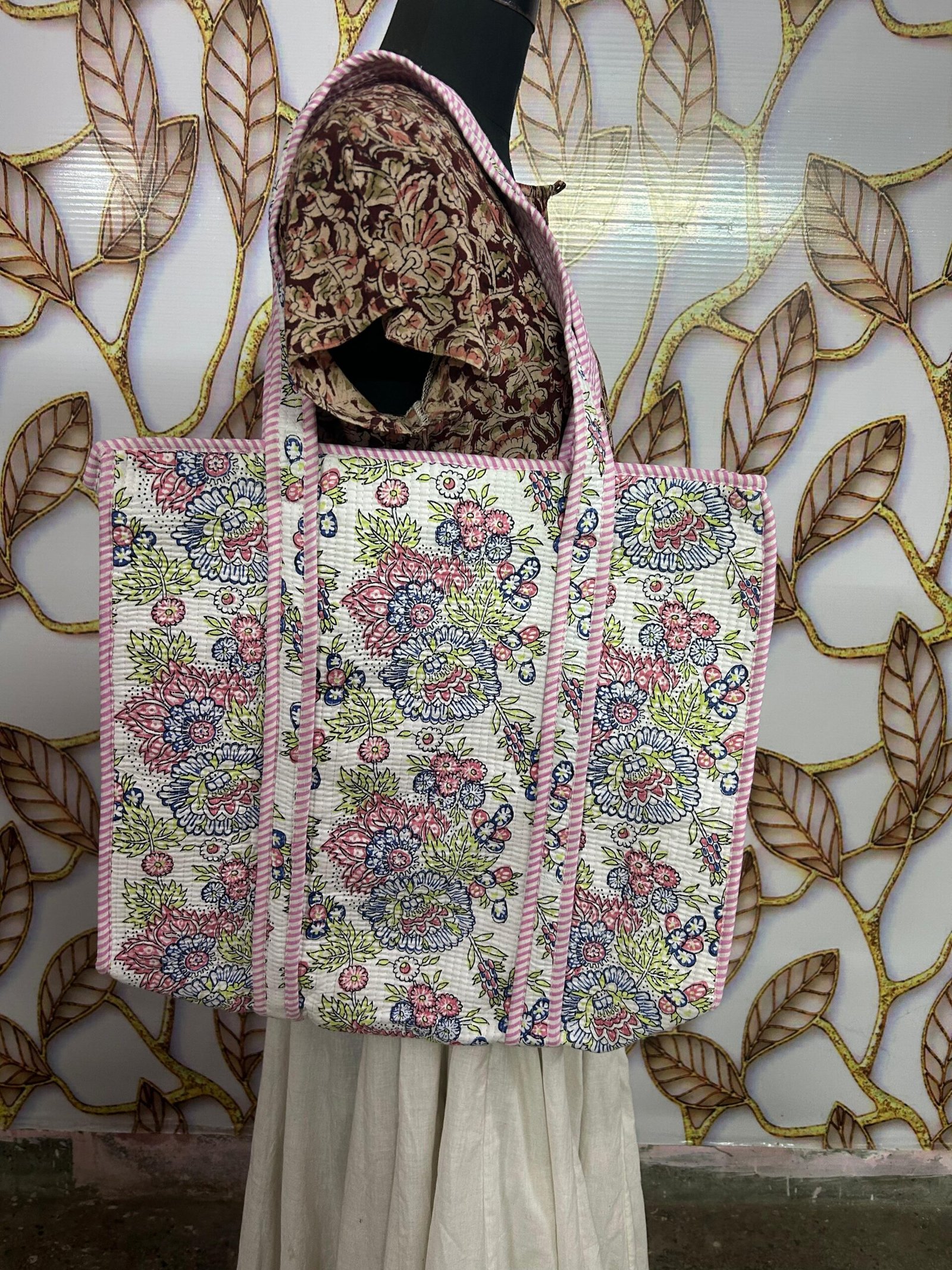 Jaipur Blush Bloom – Large Handcrafted Tote Combo - Image 3
